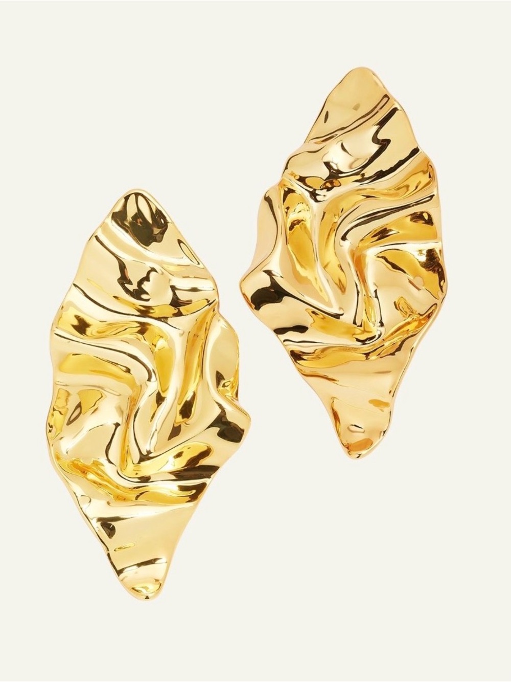 NEW Alexis Bittar Large Gold Crumpled Post Earrings Molten Metal AU21 - Picture 2 of 12